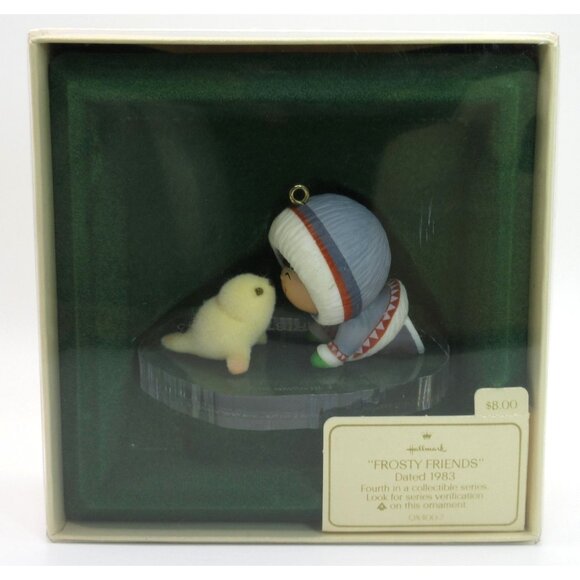 Vintage 1983 Hallmark Frosty Friends Ornament #4 Eskimo Seal Boxed QX4007 - Picture 2 of 6